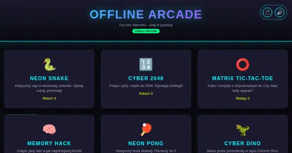 Screenshot of offline arcade