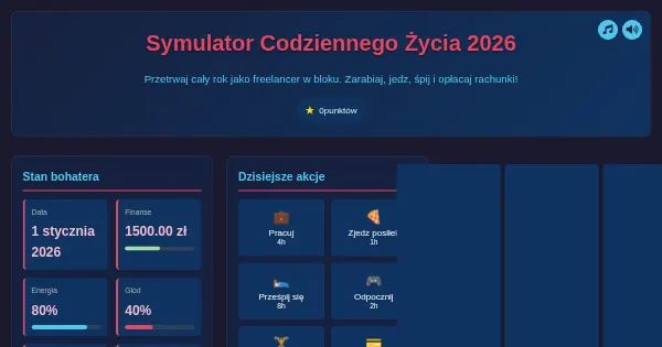 Screenshot of symulator codziennego zycia 2026