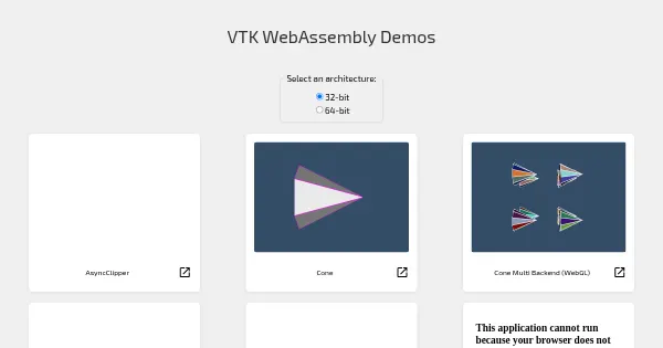 Screenshot of vtk wasm demos