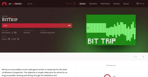 Screenshot of bittrip js13kgame