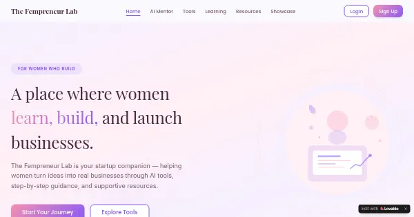 Screenshot of fempreneur launchpad