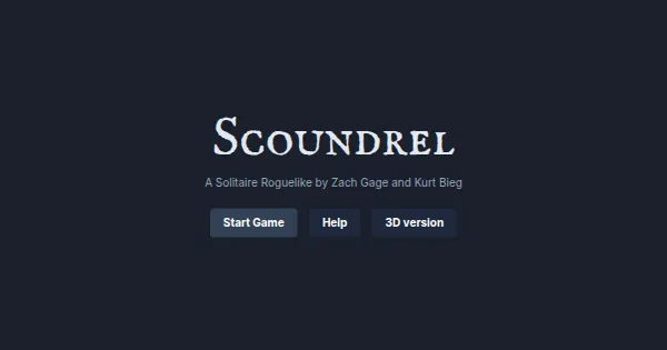 Screenshot of scoundrel solitaire