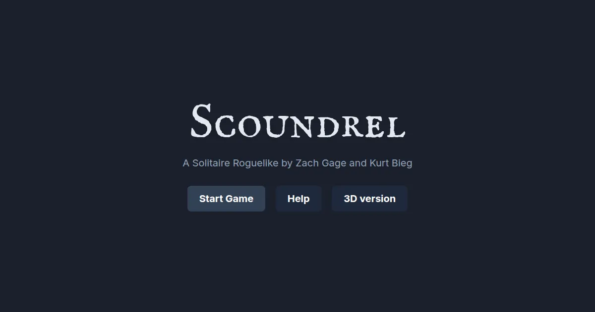 Screenshot of scoundrel solitaire