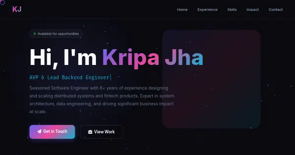 Screenshot of kripajhaa.github.io