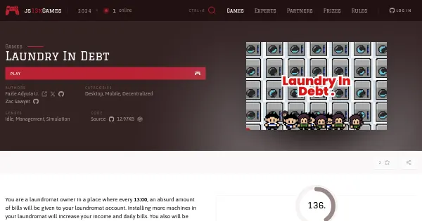 Screenshot of laundry in debt