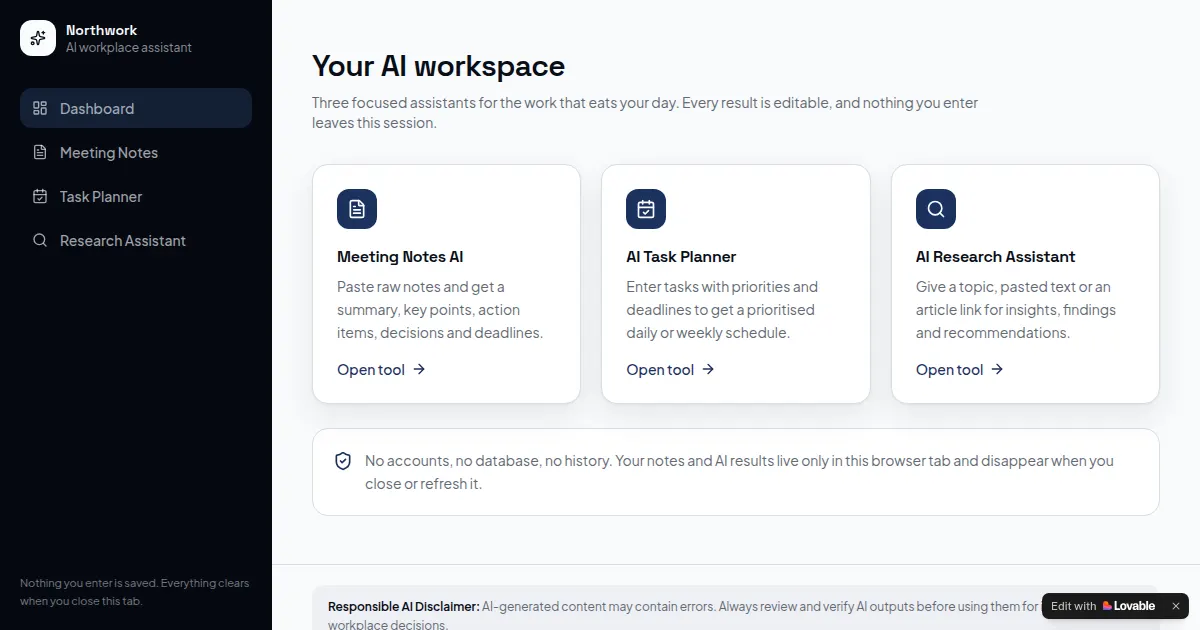 Screenshot of ai workplace assistant