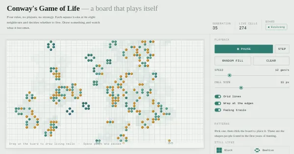 Screenshot of conways game of life
