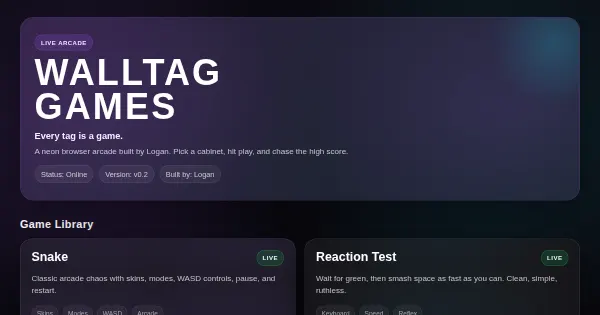 Screenshot of walltag games