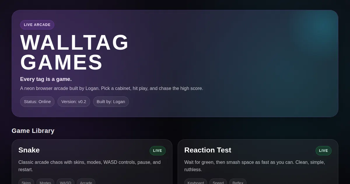 Screenshot of walltag games