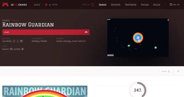 Screenshot of rainbow guardian