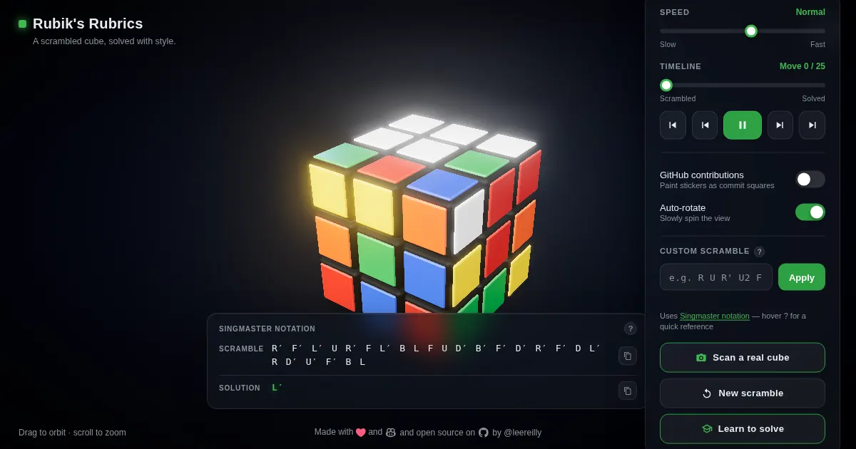 Screenshot of rubiks rubrics