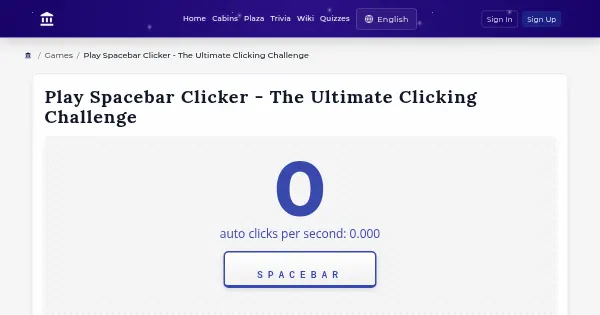 Screenshot of spacebar clicker