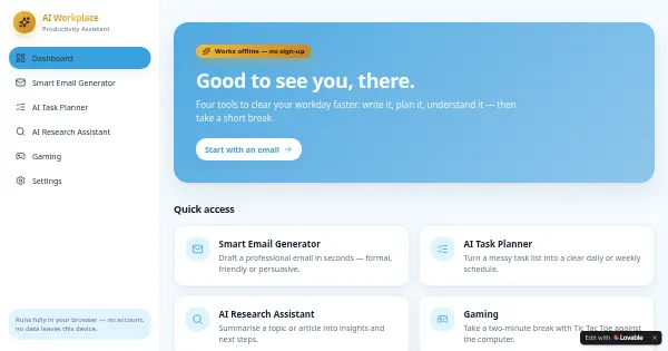 Screenshot of Work with Ai Assistance