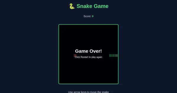 Screenshot of snake game