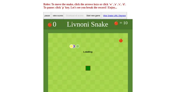 Screenshot of snakeGame