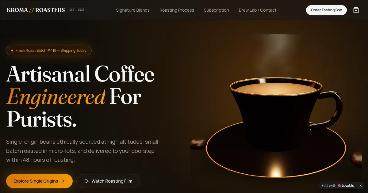 Screenshot of kroma roasters lizz