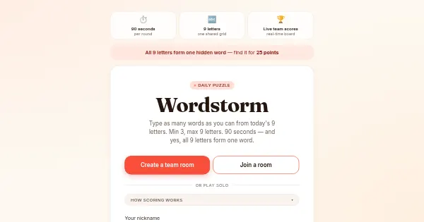 Screenshot of wordstorm