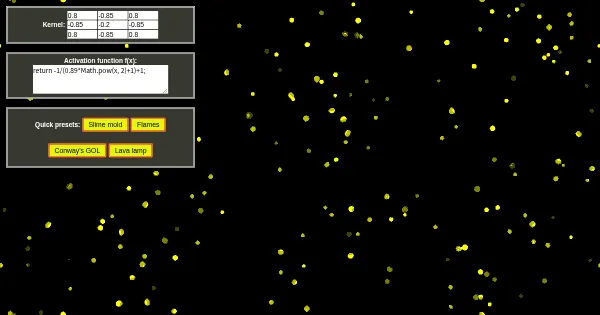 Screenshot of NeuralCellularAutomata