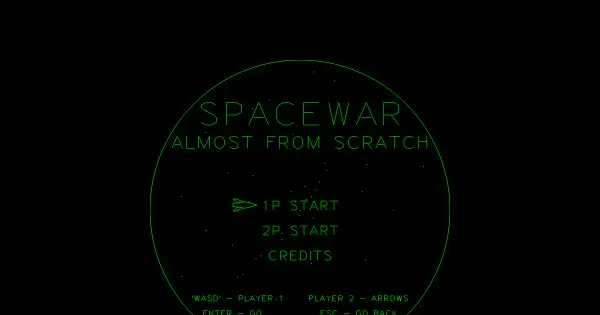 Screenshot of spacewar almost from scratch