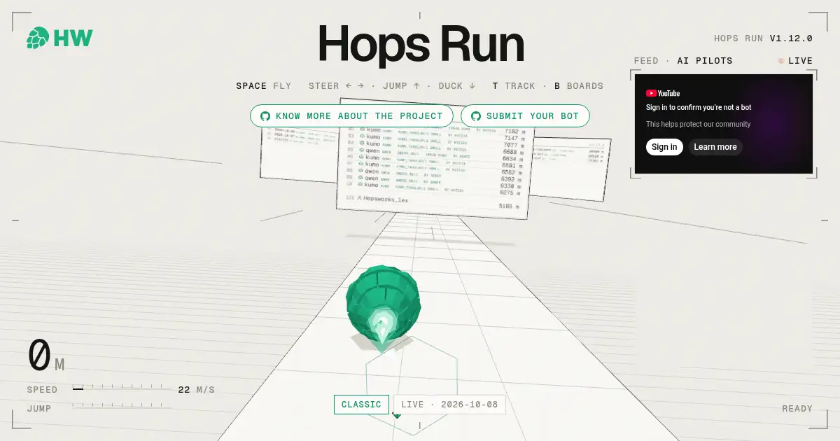 Screenshot of hops run
