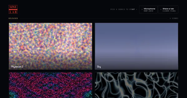 Screenshot of sine visuals lab