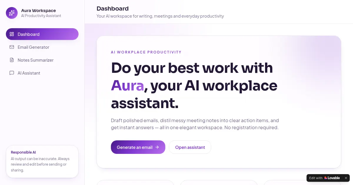Screenshot of purple prompt ai