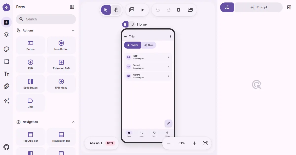 Screenshot of m3e canvas
