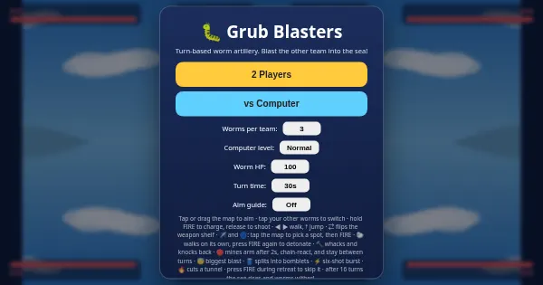 Screenshot of GrubBlastersHTML
