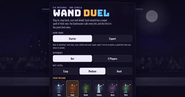 Screenshot of game wizard duel