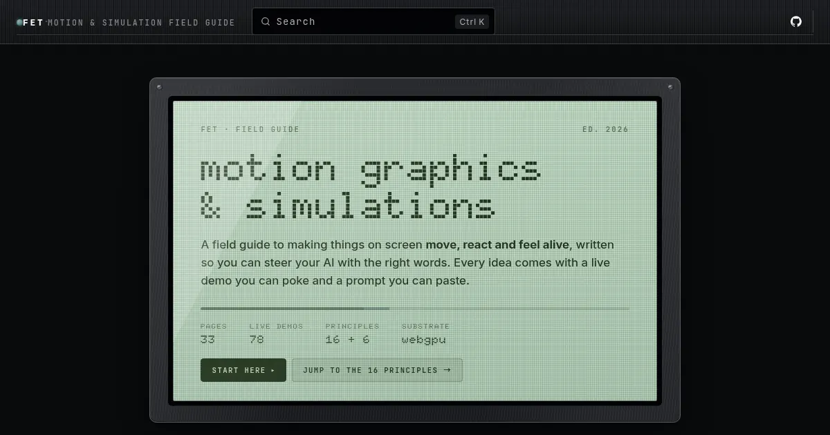 Screenshot of FET WebGPU Motion Graphics and Simulations