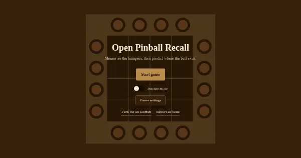 Screenshot of open pinball recall