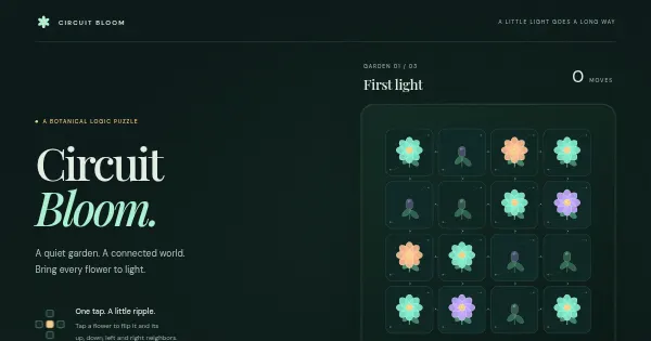 Screenshot of circuit bloom pixijs