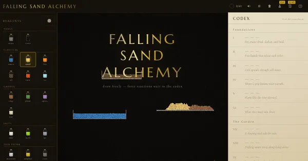 Screenshot of falling sand alchemy