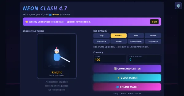Screenshot of neon clash