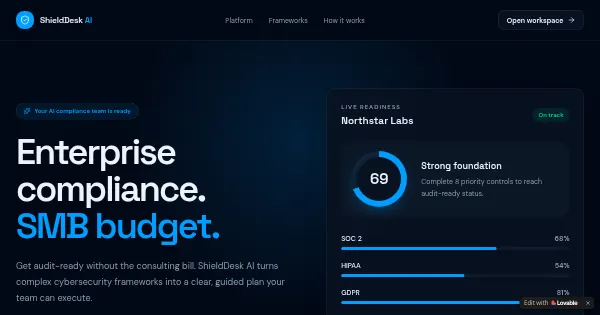 Screenshot of ShieldDesk AI