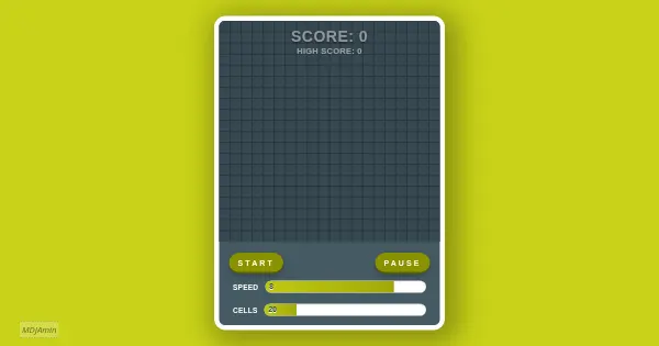 Screenshot of classic snake game html5 canvas javascript