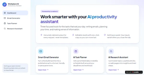 Screenshot of ai workplace productivity assistant