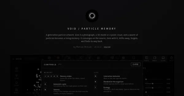Screenshot of Particle Memory VOID
