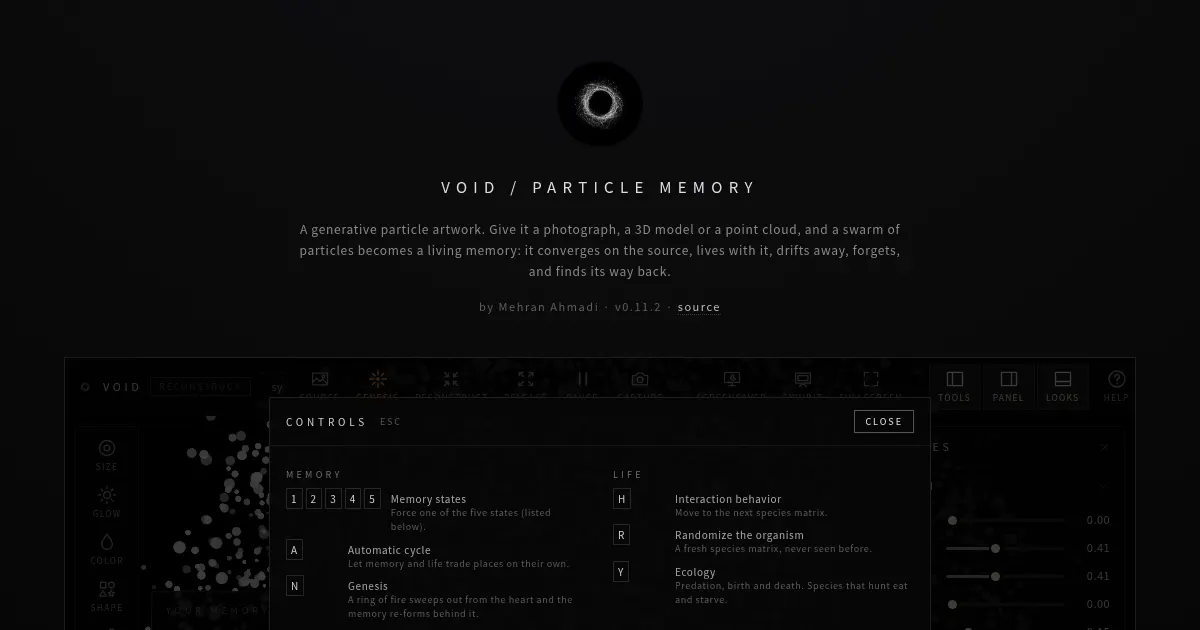 Screenshot of Particle Memory VOID