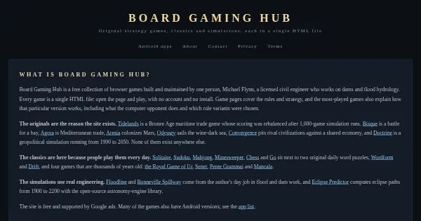 Screenshot of board gaming