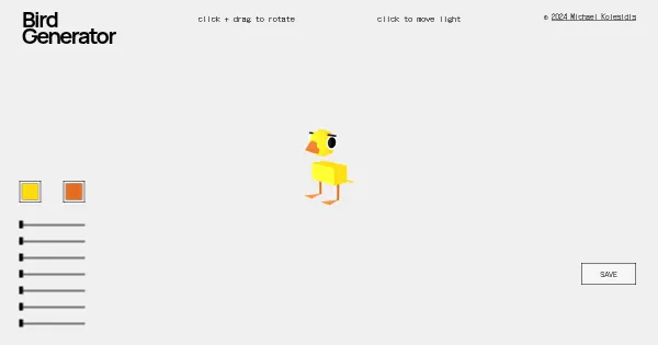 Screenshot of bird generator