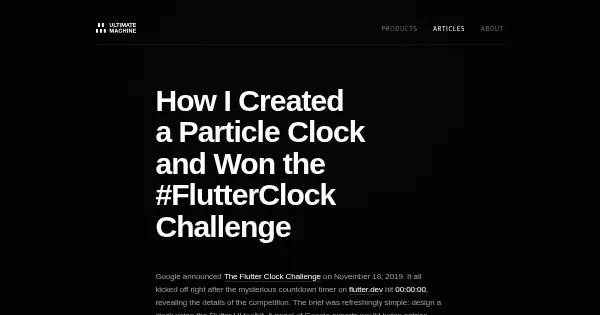Screenshot of flutter particle clock
