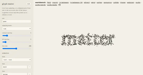 Screenshot of glyph matter