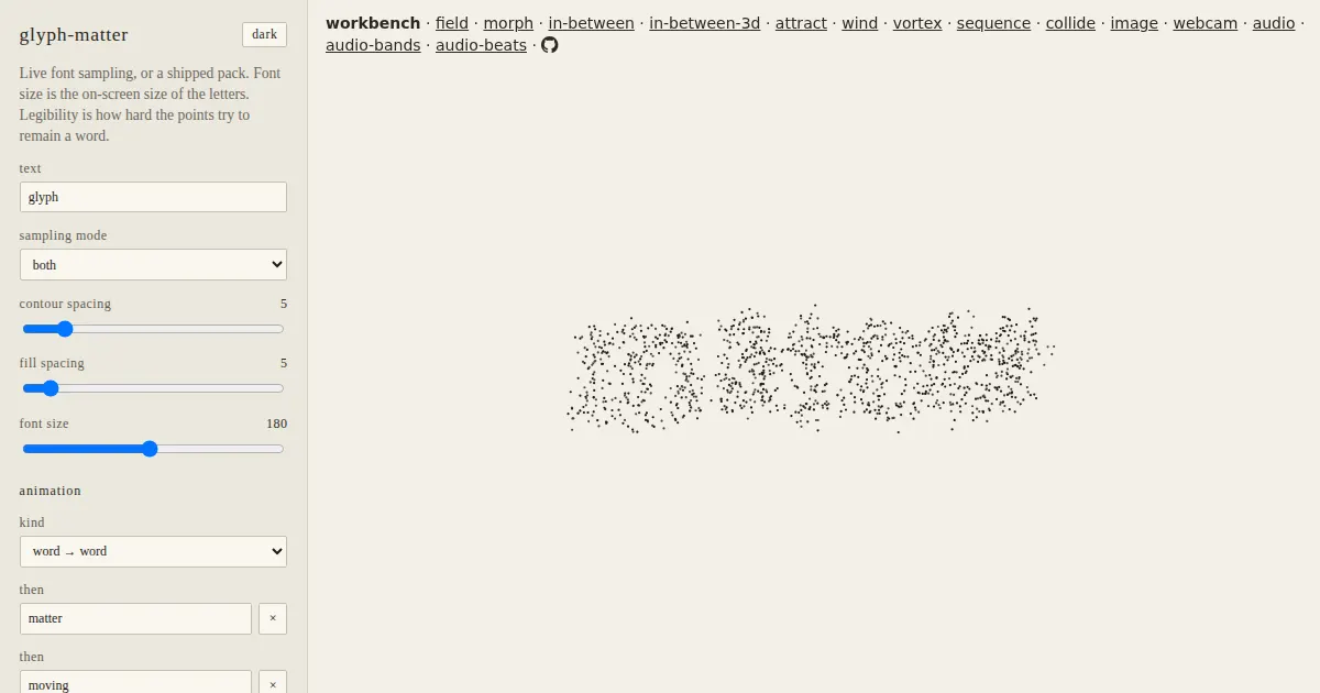 Screenshot of glyph matter