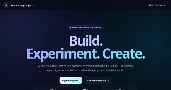 Screenshot of vibe coding projects