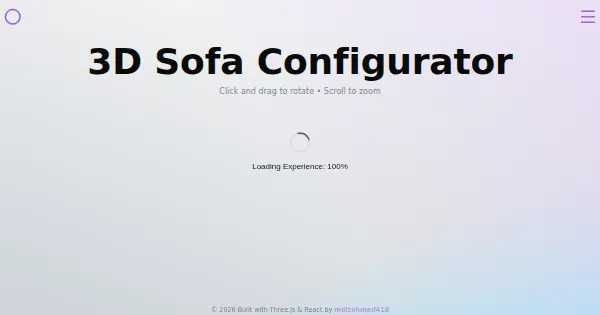 Screenshot of threejs react soft configurator