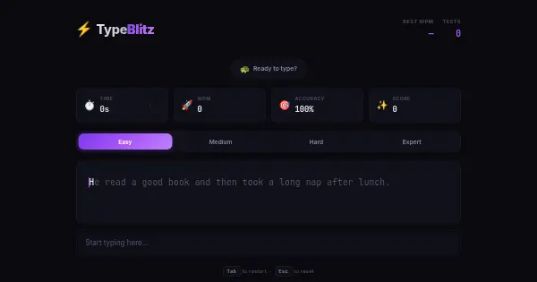 Screenshot of typeblitz