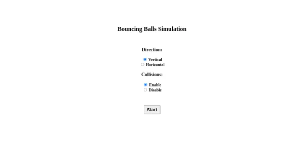 Screenshot of bouncing balls