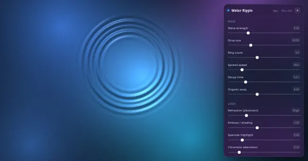 Screenshot of water ripple wallpaper
