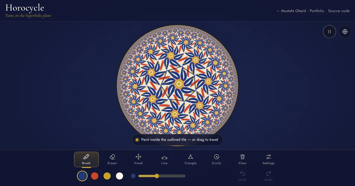 Screenshot of horocycle hyperbolic